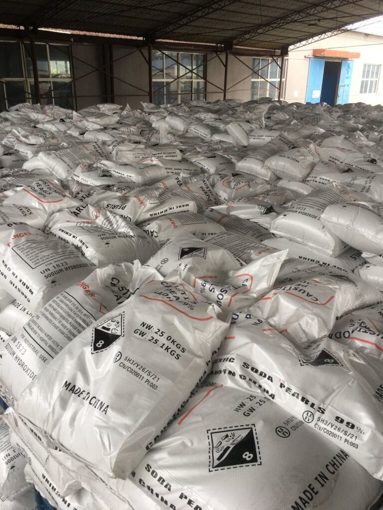 Caustic soda pearls