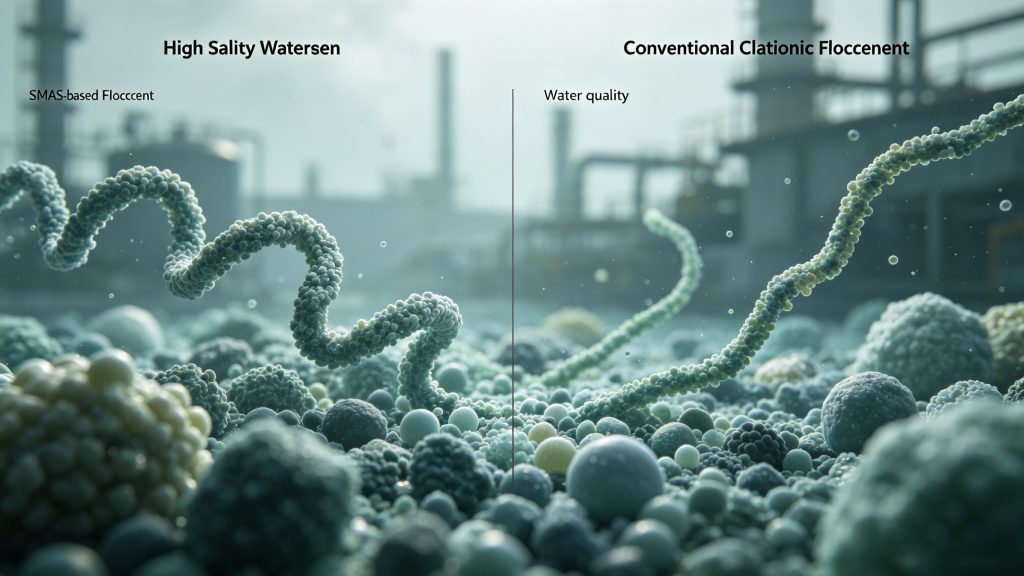 SMAS-based flocculant vs conventional cationic flocculant