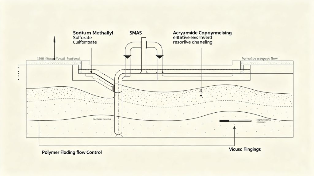 Sodium Methallyl Sulfonate (SMAS) & acrylamide copolymer inhibit reservoir channeling and viscous fingering
