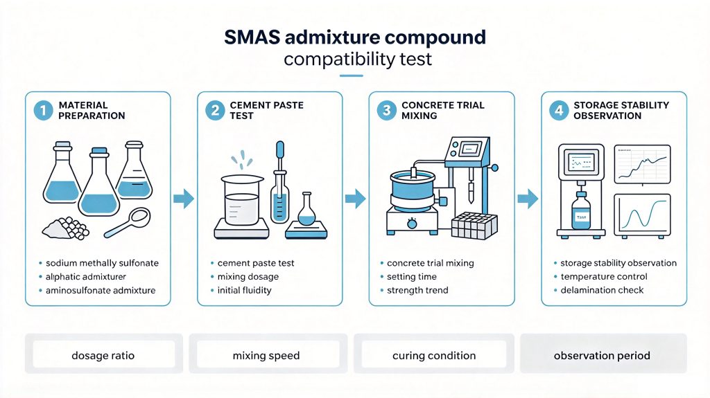SMAS Superplasticizer Compatibility Test Process Diagram
